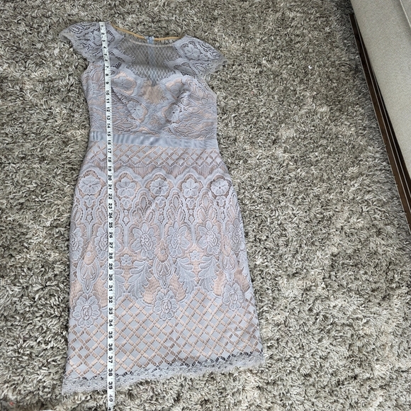 Tadashi Shoji Savita Lace Midi Dress in Gray and Cream Size 6 - Picture 10 of 11
